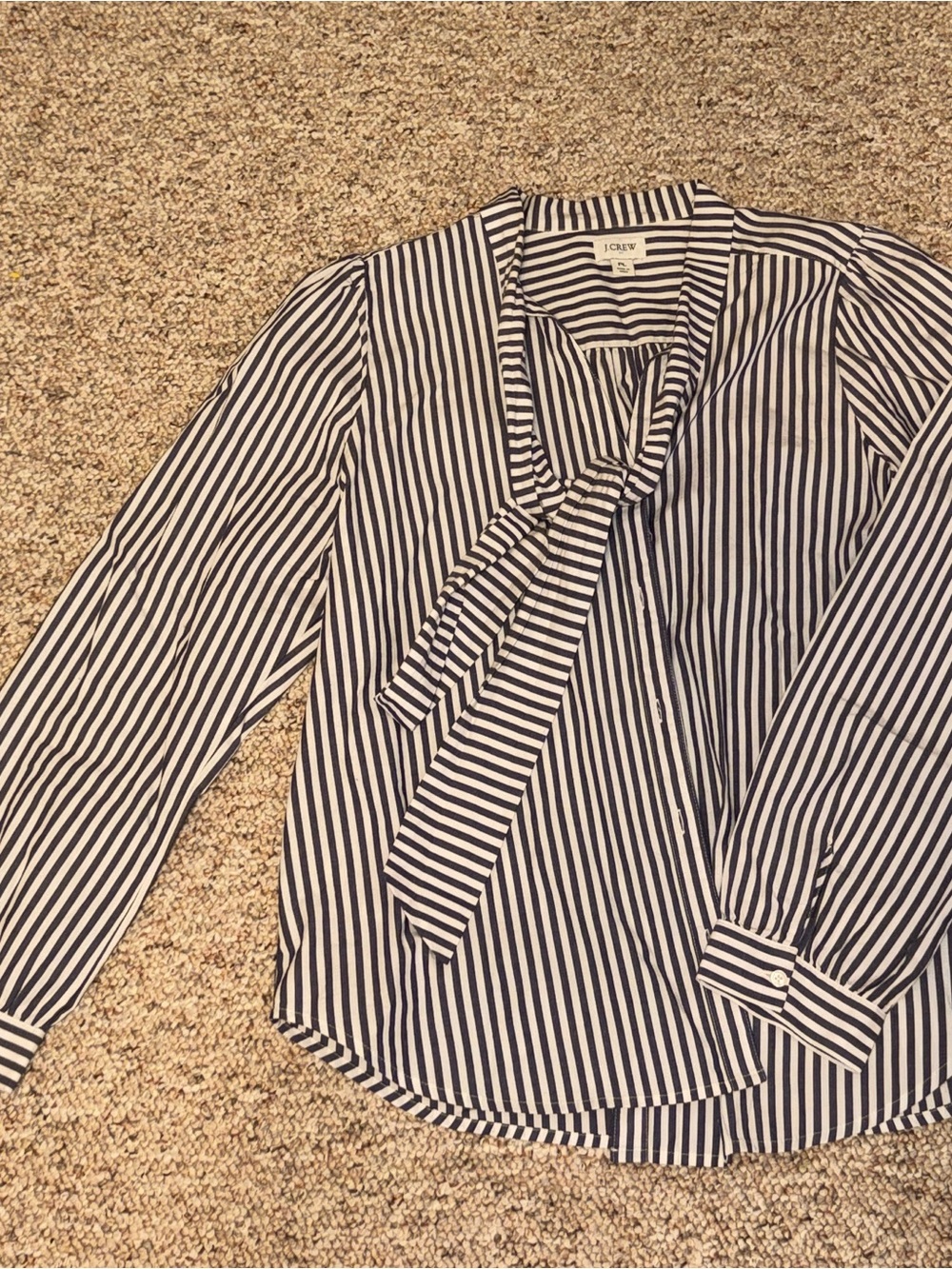 J. Crew Navy and White Striped Button-Up Top